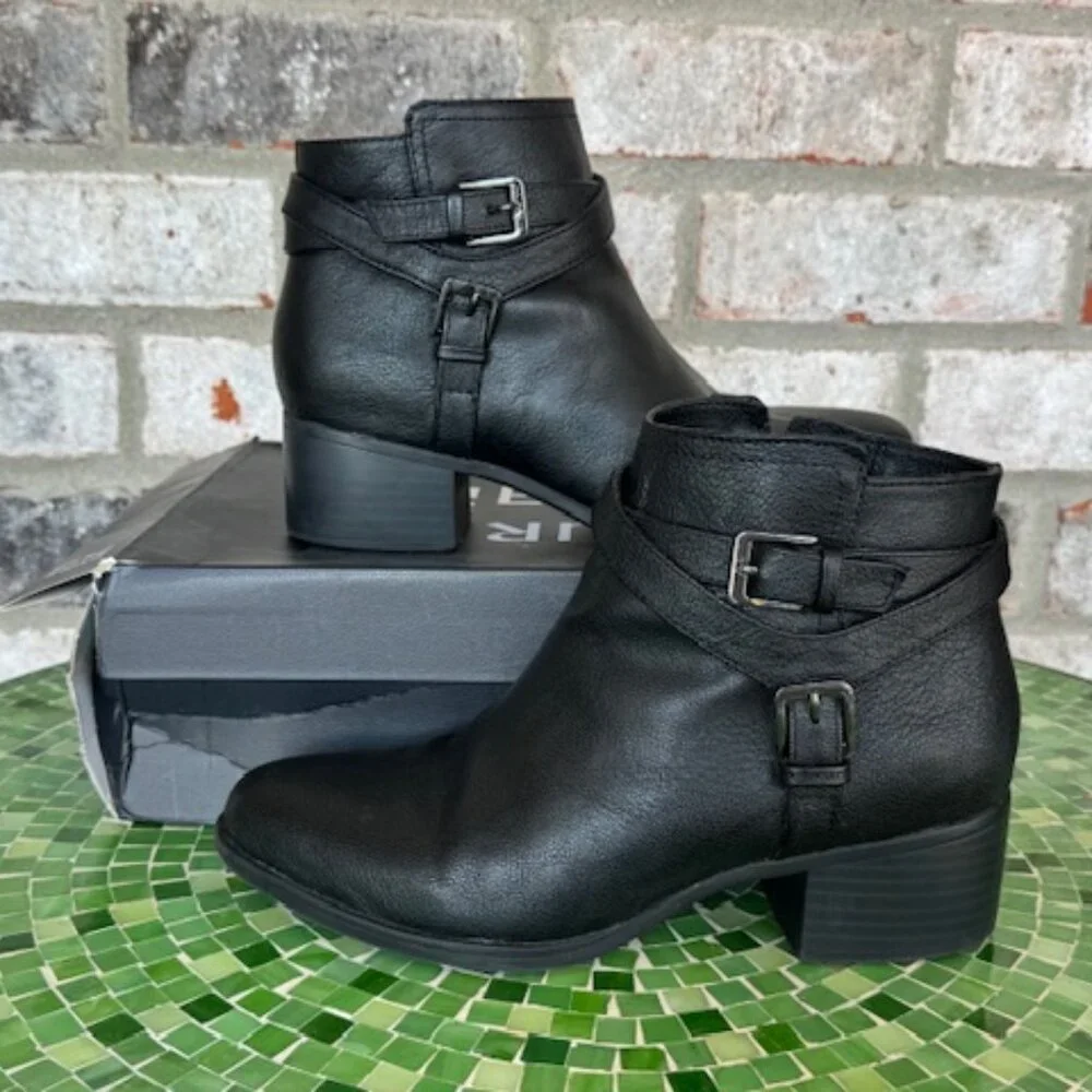 NATURALIZER KALLISTA BLACK TUMBLE 7W ANKLE BOOT